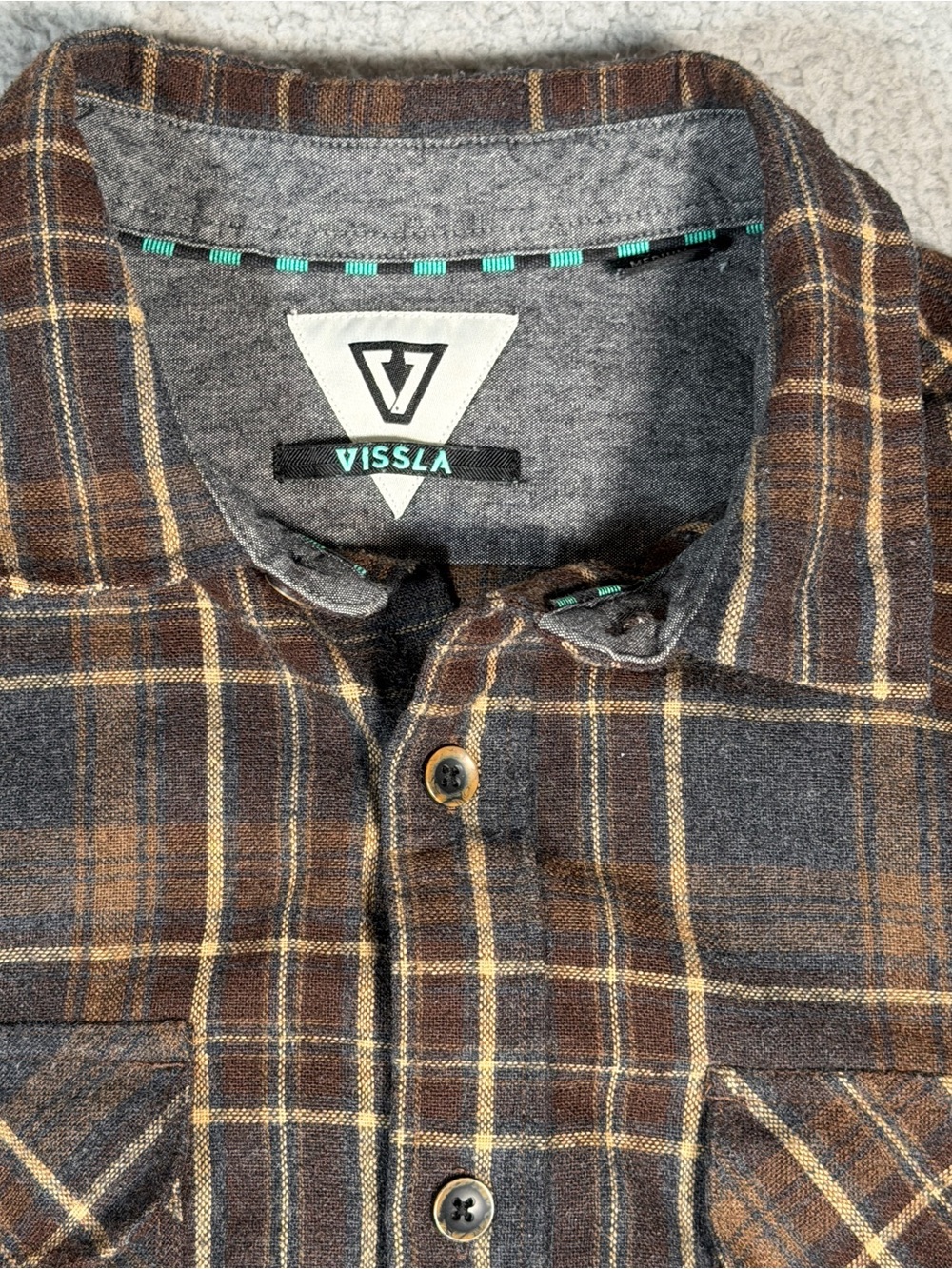 VISSLA Brown & Tan Plaid Wool blend Shirt